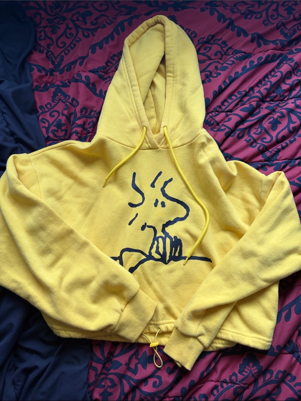 Yellow cropped woodstock hoodie